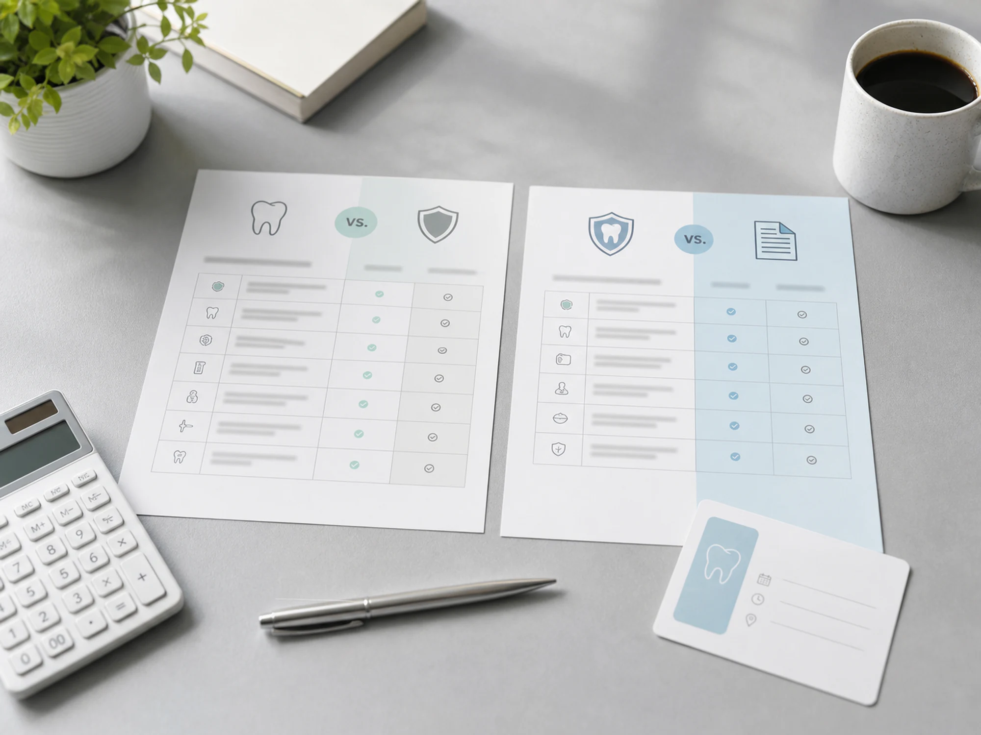 Generic plan documents, calculator, and dental care card for comparing payment options